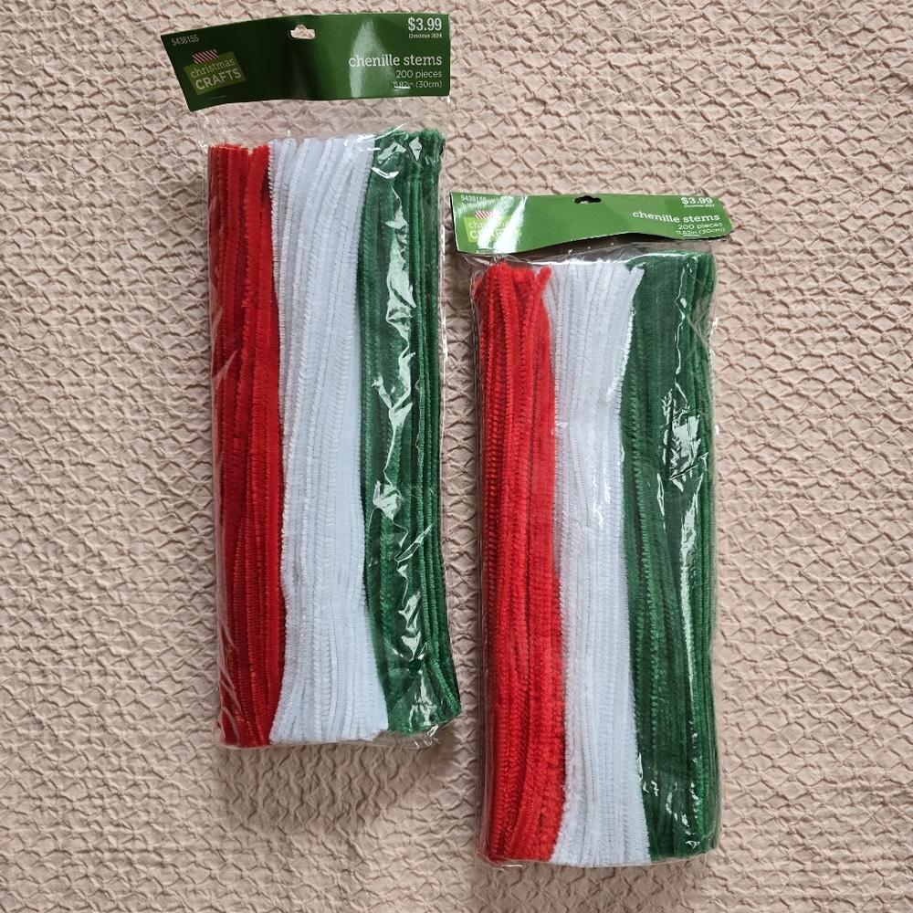 New Hobby Lobby Red White Green Chenille Stems Set Of 2 Packs 400 Pieces